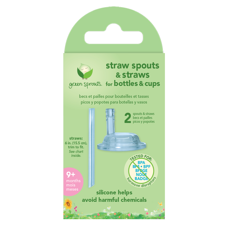Green Sprouts Straw Spouts + Straws for Bottles + Cups (2 Pack)