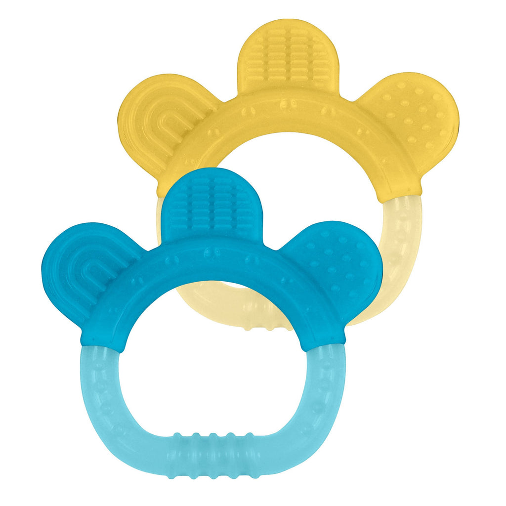 Two Everyday Teethers made from Silicone - Yellow and Aqua